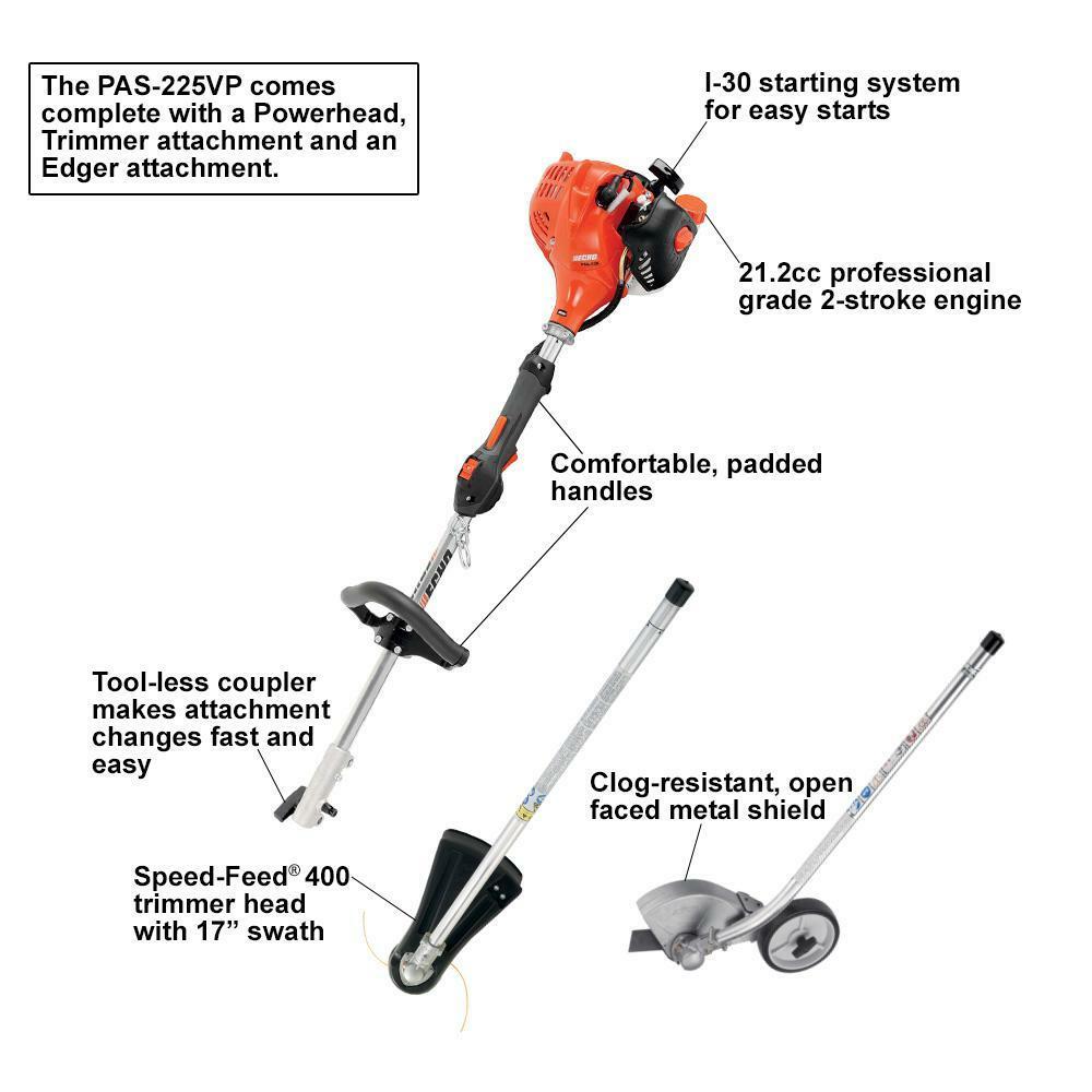 ECHO Gas String Trimmer Weed Eater With Edger Attachment Combo 21.2 CC