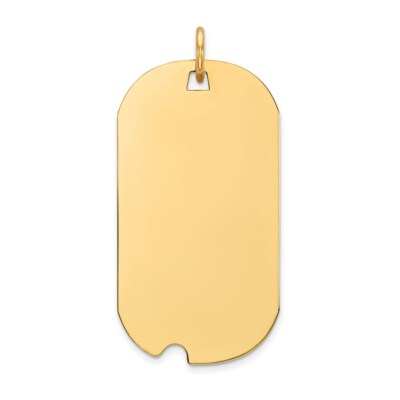 Pre-owned Skyjewelers Real 14k Yellow Gold Plain .035 Gauge Engravable Dog Tag W/notch Disc Charm