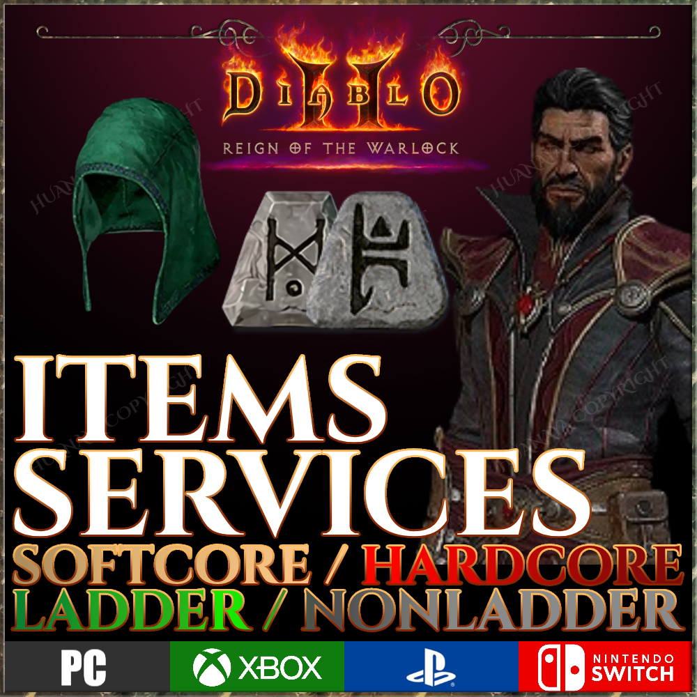 DIABLO 2 ITEMS ACT CARRY RUNES UNIQUES REIGN OF THE WARLOCK D2R LADDER S13 ROTW