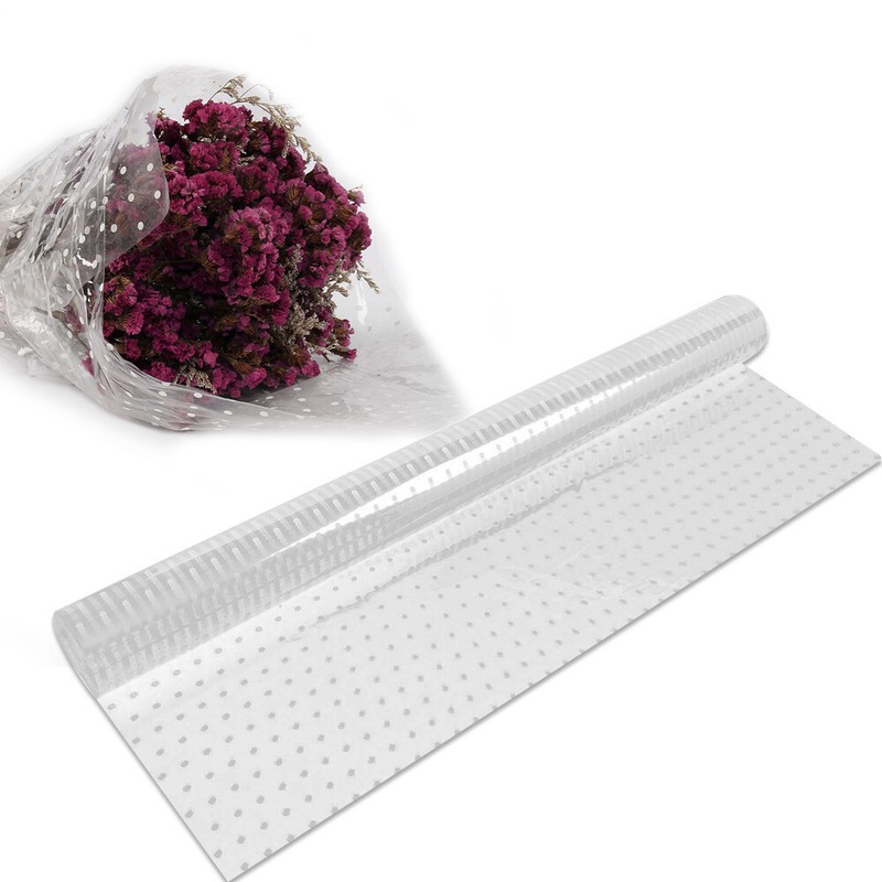 New 100m X80cm White Dot Cellophane Roll Florist Craft Film Plain Wrap
