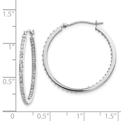 Pre-owned Goldia 14k White Gold Diamond Fascination Round Hinged Hoop Earrings
