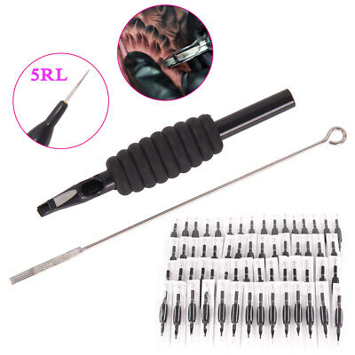 Tattoo Needles Kit Sterile Disposable 60PCs With Tube 3/4 Grip Tip RL RS RM MAG