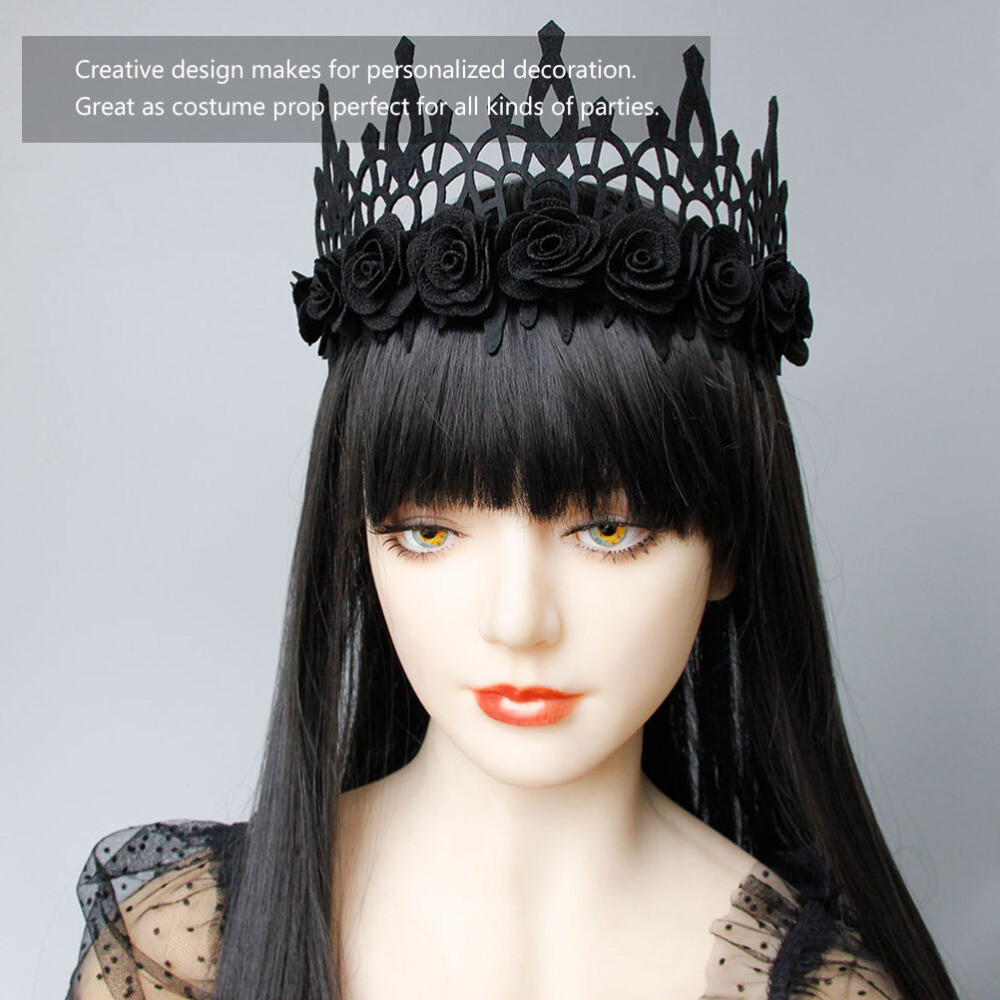 black floral head crown