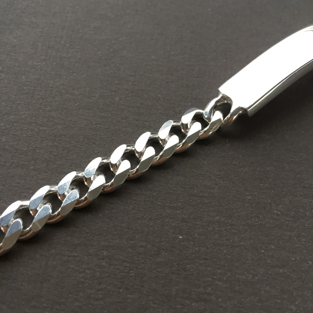 Pre-owned Handmade Custom Engraved Mens Cuban Id Bracelet 925 Sterling Silver 7.5mm 33gr 8.66 Inch