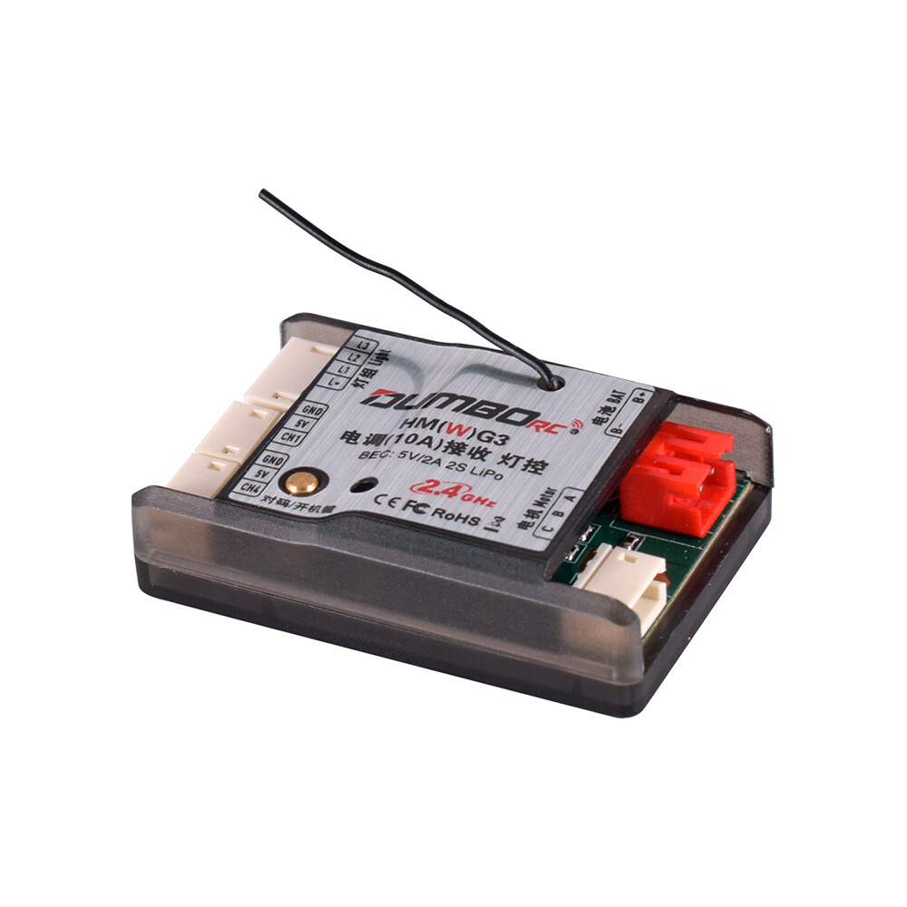 DUMBORC 3in1 Receiver 2.4Ghz 10A ESC with Gyro Light Controller for RC Car Boat