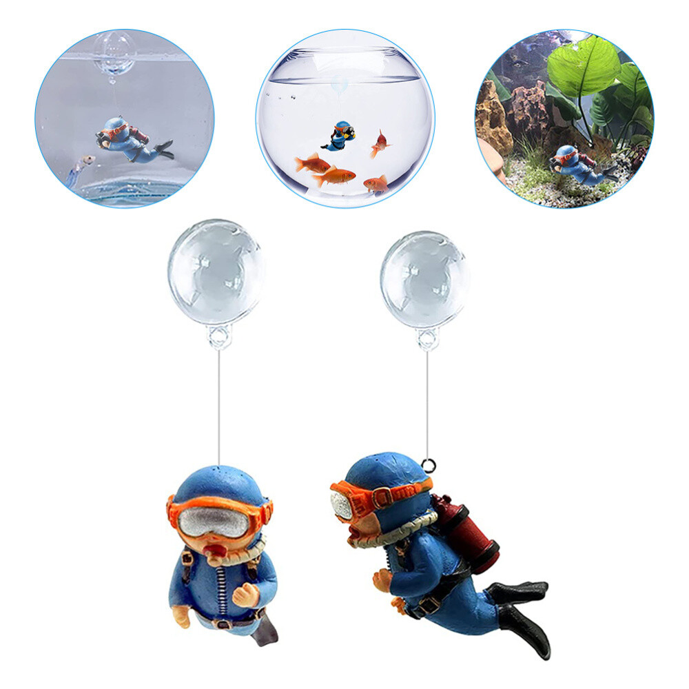 2Pcs Ornament Aquarium Ornament Diver Figurine Fish Tank Decoration