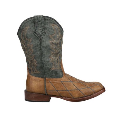 

Roper Cross Cut Embroidery Round Toe Cowboy Youth Boys Blue, Brown, Brown Casua, Roper Cross Cut Embroidery Round Toe Cowboy Youth