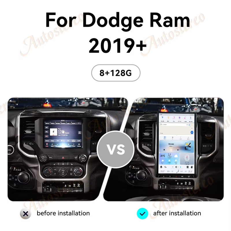 Carplay 14.4 Inch Android 13 For Dodge RAM 2019-2023 Tesla Style Car GPS Navigat