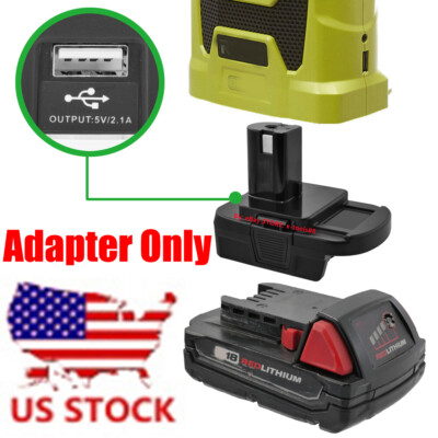 fits Milwaukee M18 Lithium Battery to for Ryobi 18V Tools Adapter (Adapter Only)