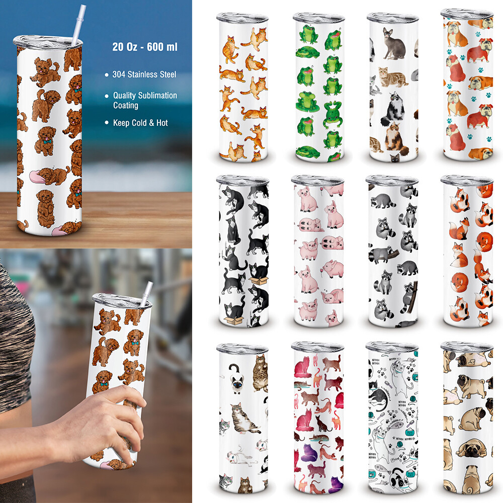 Straight Skinny Stainless Steel Tumbler Lid Double Wall Vacuum Insulated