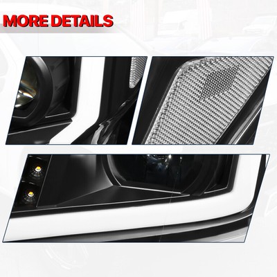 Black Clear LED DRL Signal Projector Headlight Lamps for 16-22 Nissan Titan XD