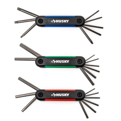 Husky Folding Hex Key Set SAE Metric w/ Bonus Torx Set Rust Resistant (3-Piece)