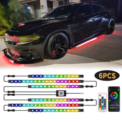 For Dodge Charger RGB LED Underglow Light Strip Under Car Tube Neon Lamp Bar Kit