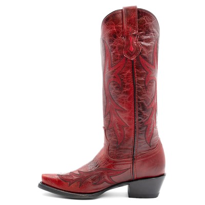 Pre-owned Ferrini Scarlett Embroidery Snip Toe Cowboy Womens Red Dress Boots 8426122