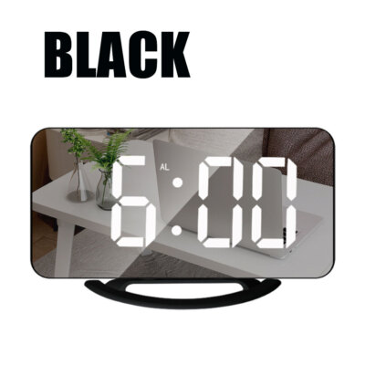 Digital Alarm Clock 6.5'' Large LED Mirror Display Dual USB Charger Port Clocks