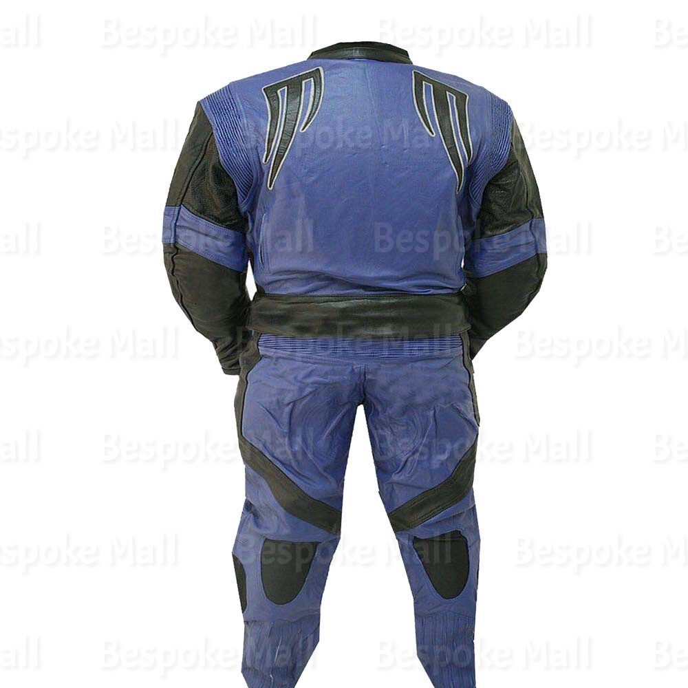 Pre-owned Handmade Mens Motorcycle Red Black Cowhide Leather Two Piece Suit Safety Pads-29