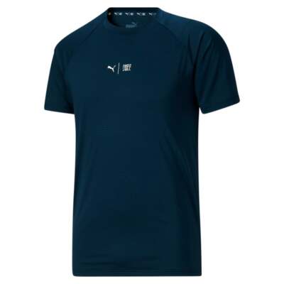 

Мужские синие повседневные топы Puma First Mile X с круглым вырезом и коротким рукавом, Синий, Puma First Mile X Crew Neck Short Sleeve Athletic T-Shirt