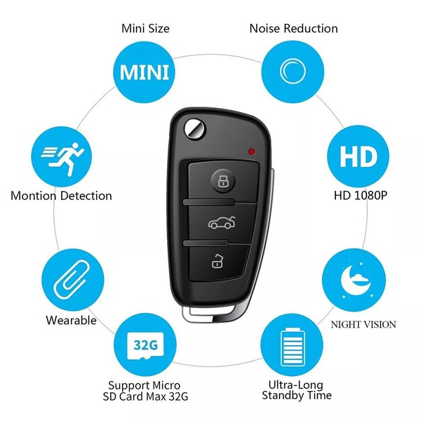 Wireless Portable Mini Keychain Camera HD 1080P Car Key Video 3 Buttons Camera - Image 6