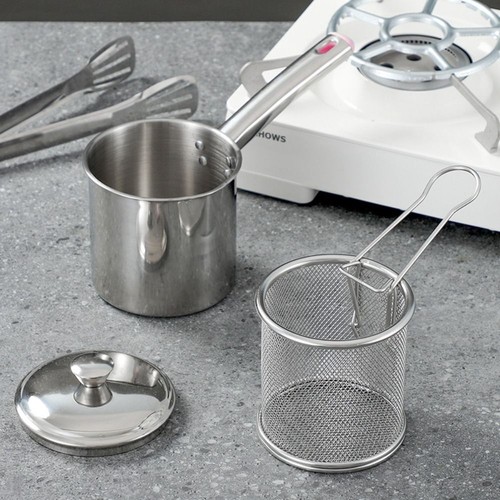 304 Stainless Steel Basket Pot Fryer Fry Deep Frying Fish Strainer with Clamp.