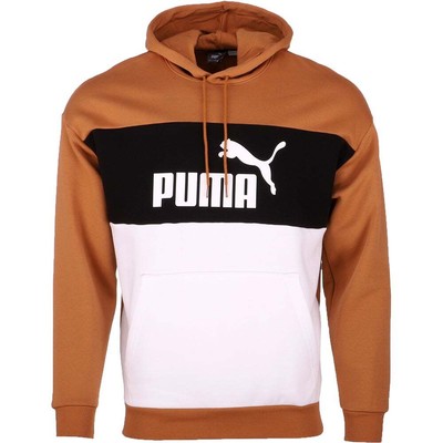 

Puma Ess+ Colorblocked Logo Pullover Hoodie Mens Brown Casual Topwear 67461291, Коричневый