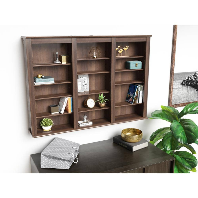 Wall Mounted Espresso Media Storage Triple Shelf DVD CD Home