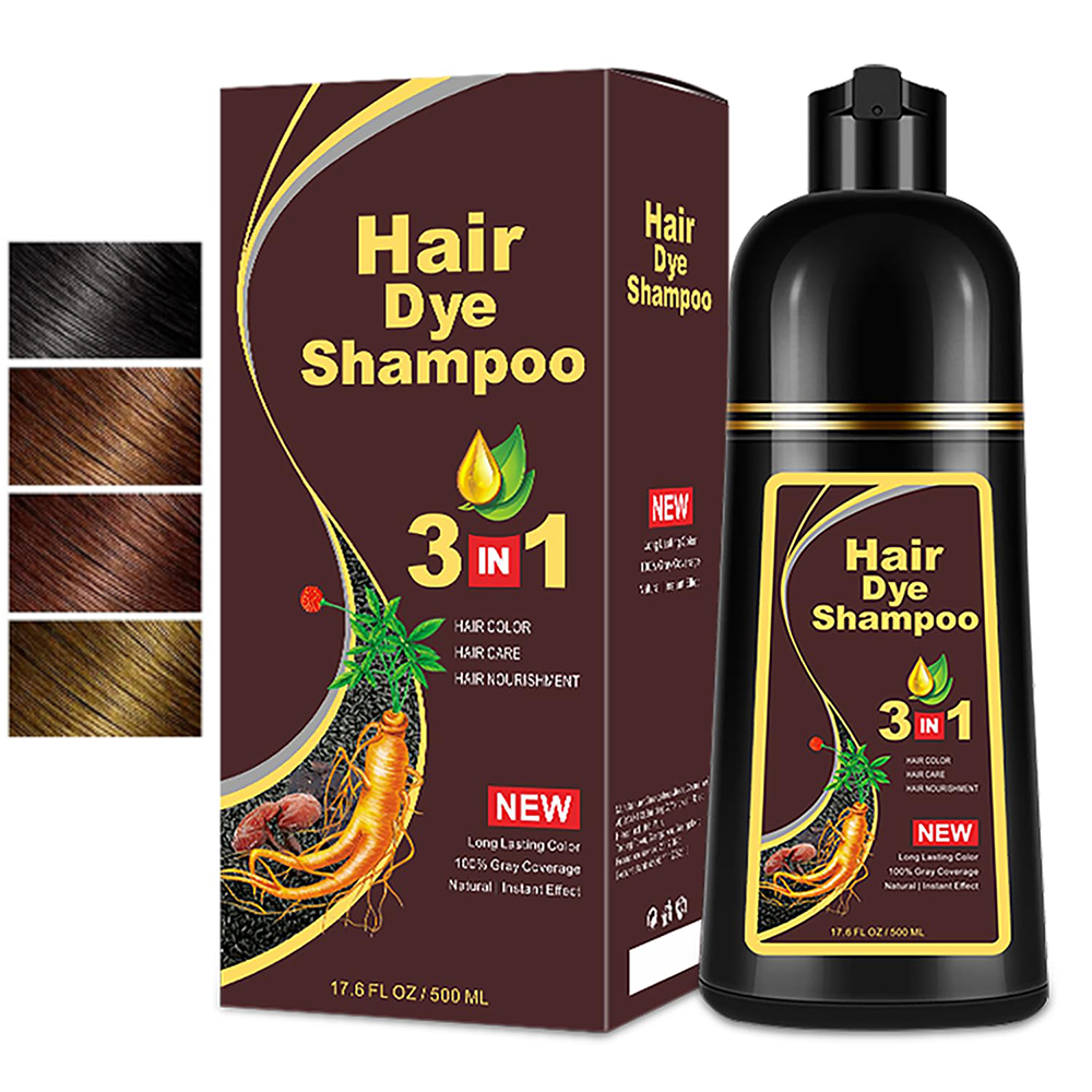 3-in-1 Instant Hair Dye Shampoo Gray Hair Coverage Hair Colo