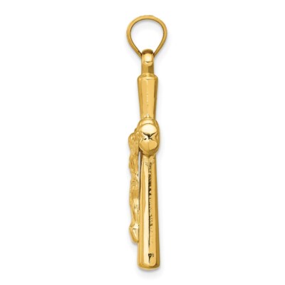 Pre-owned Diamond2deal 14k Yellow Gold Reversible Crucifix Pendant L-34 Mm, 1.05gm