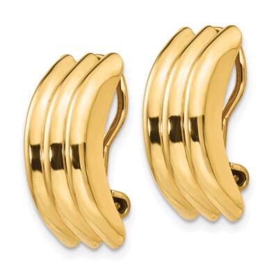Pre-owned Superdealsforeverything Real 14kt Yellow Gold Omega Clip Non-pierced Earrings