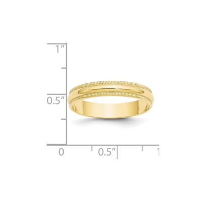 Pre-owned Diamond2deal 10k Yellow Gold 4mm Milgrain Half Round Wedding Band Ring For Mens Size 11