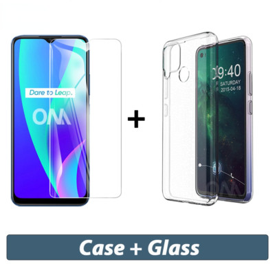 Realme C11 C12 C15 C21y C25y C3 Soft Case Cover Tempered Glass Screen Protector