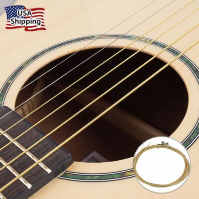 6PCS Acoustic Guitar Strings 1st-6th String Steel String Replacement Gold Set US
