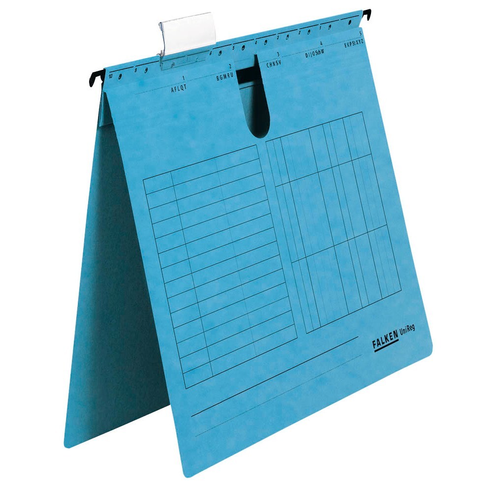 100 Hängehefter Falken UNIREG in Blau Kraftkarton kaufm. Heftung DIN A4 + Reiter