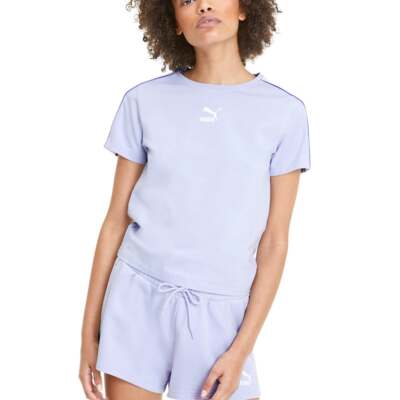

Женские фиолетовые спортивные топы Puma Classics с круглым вырезом и короткими рукавами 595375-46, Фиолетовый