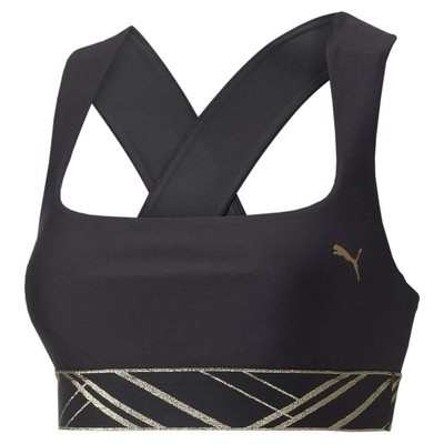 

Женский спортивный бюстгальтер Puma Mid Impact Deco Glam, размер , повседневный, 52225301, Черный