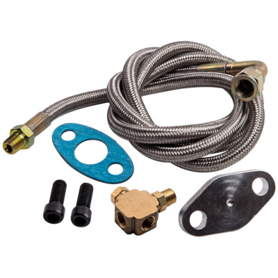 Turbo Oil Feed Line Kit Restrictor Flange -4an an4 90 Degree T3 T4E T66 T70 T72