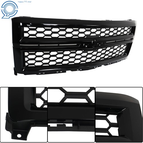 Gloss Black Front Upper Grille For 2014-2015 Chevrolet Silverado 1500