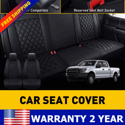 Set Full PU Leather Car Seat Covers For 2009-2022 Ford F-150 Crew Cab Waterproof