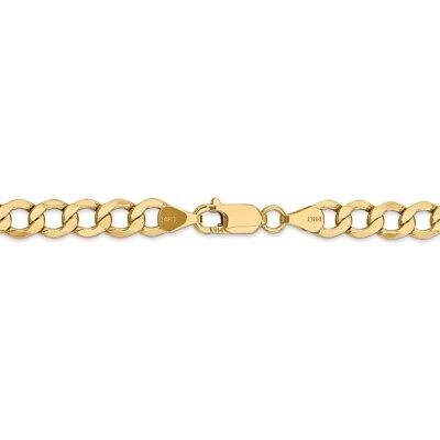 Pre-owned Superdealsforeverything Real 14kt Yellow Gold 6.5mm Semi-solid Curb Link Chain Chain Bracelet; 7 Inch
