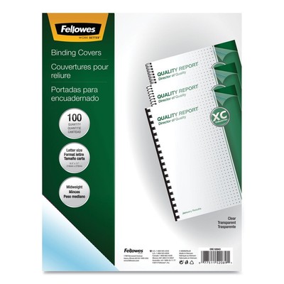 Fellowes 52089 Crystals Presentation Covers - Letter, Clear (100/PK) New