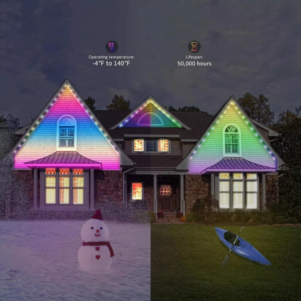 2M-20M Smart Rainbow Permanent Outdoor LED Light USB Bluetooth APP Control Kit