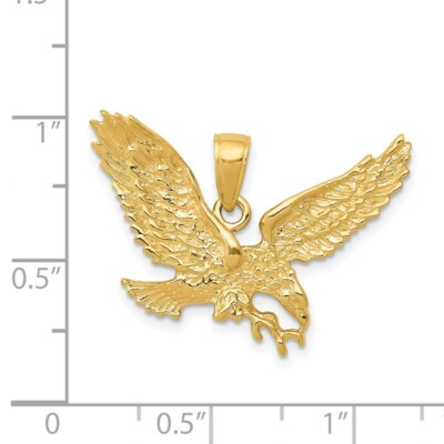 Pre-owned Superdealsforeverything Real 14kt Yellow Gold Solid Polished Eagle Pendant