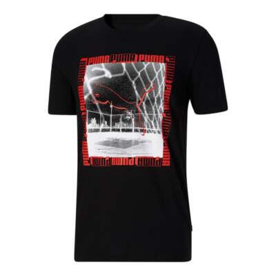 

Puma Free Throw Crew Neck Short Sleeve Graphic T-Shirt Mens Size  Casual Tops, Черный, Puma Free Throw Crew Neck Short Sleeve Graphic T-Shirt