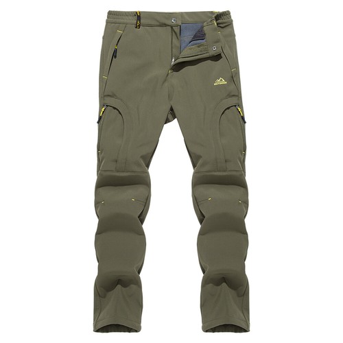 Men's Fleece Lined Ski Snow Pants 5 Zip Pocket Waterproof Hiking Winter Trousers