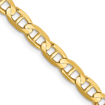 Pre-owned Superdealsforeverything Real 10kt Yellow Gold 4.5mm Concave Anchor Chain; 24 Inch; Lobster Clasp