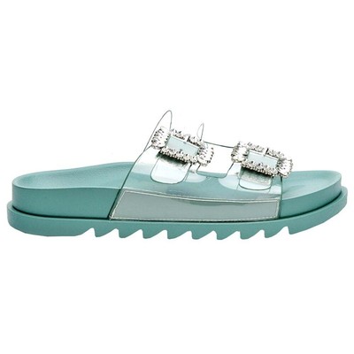 

BEACH by Matisse SAIL-333 Женские повседневные шлепанцы с прозрачными стразами и парусом, Clear;green, BEACH by Matisse Sail Clear Rhinestone Slide