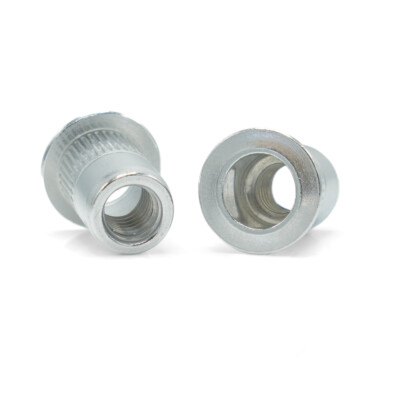 #10-32, 1/4-20, 5/16-18, 3/8-16 Ribbed Low Profile Head Rivet Nuts - Aluminium