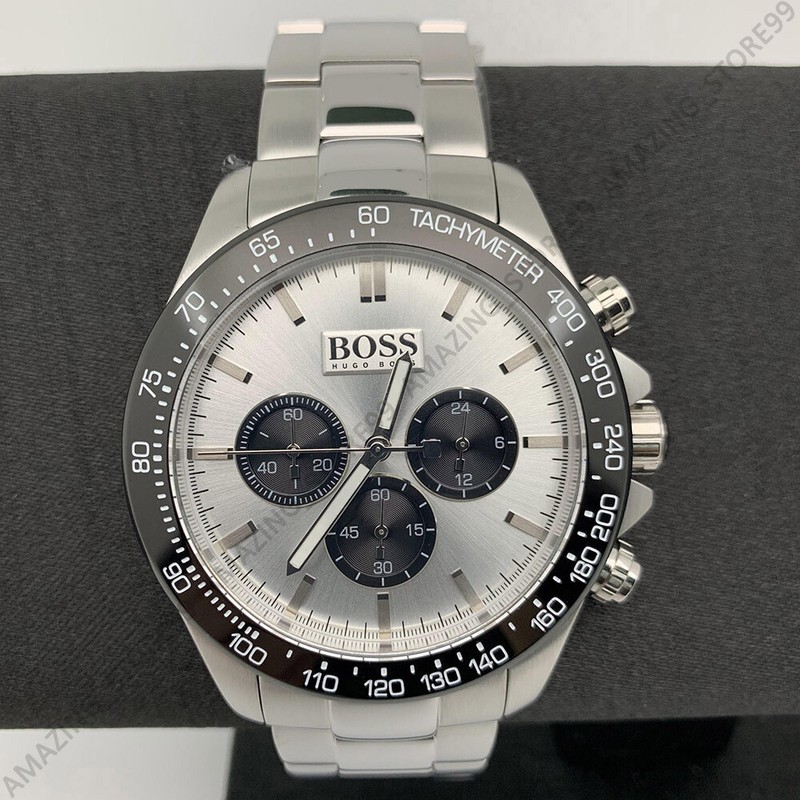 HUGO BOSS NEU HUGO BOSS 1512964 HERRENUHR IKON CHRONOGRAPH SILBER EDELSTAHL ANALOG 45MM