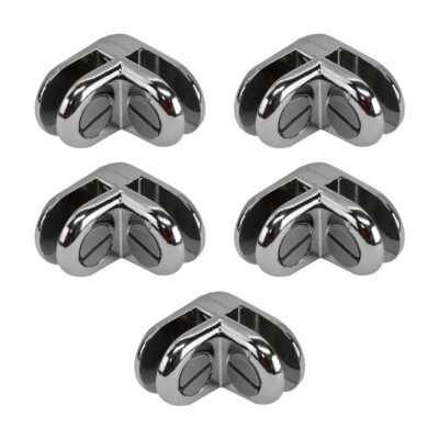 5 PCS CHROME 2 Way Glass Cube Connector Clip 3/16'' Tempered Glass Shelf