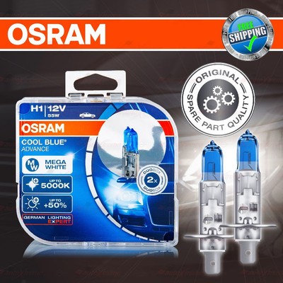 2x H1 448 +50% 5000K MEGA WHITE OSRAM COOL BLUE ADVANCE Headlight Bulb HIGH BEAM