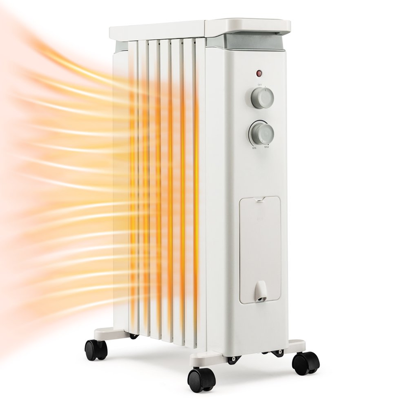 1500W Oil Filled Radiator Heater Electric Space Heater With Humidifier White